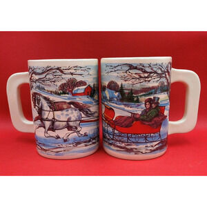 Victorian Christmas Mugs – Vintage Holiday Stoneware Set